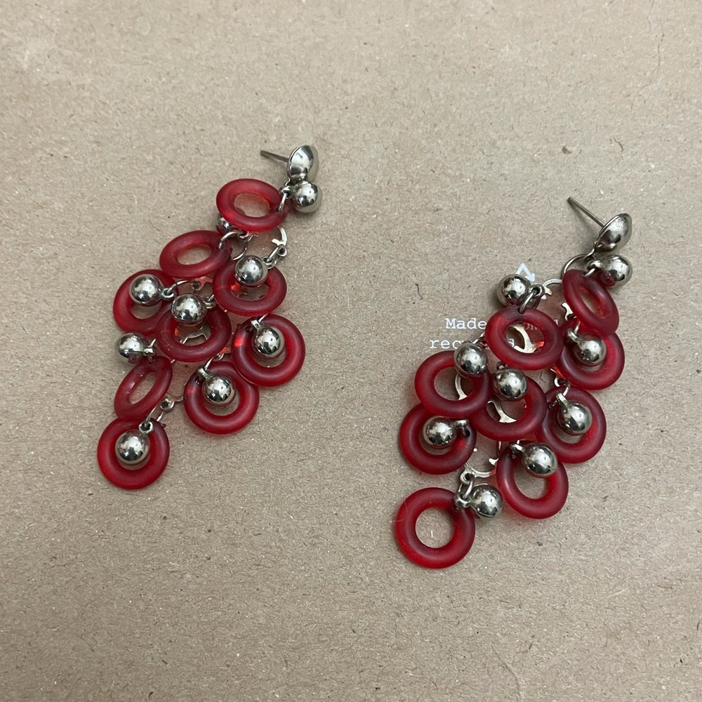 Earring 3 pairs for 10. Red silver. Moving Sale